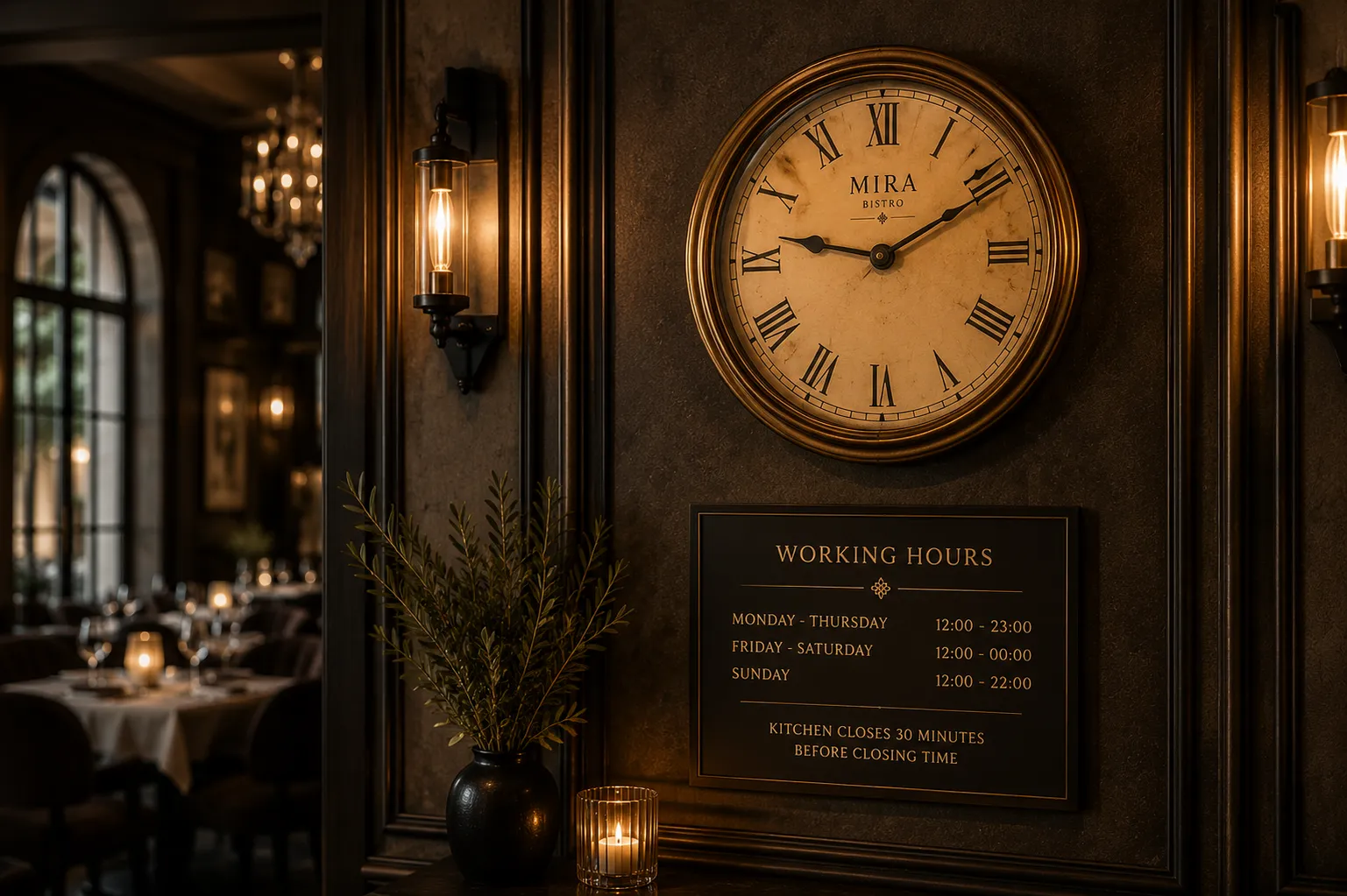 Mira Bistro opening hours
